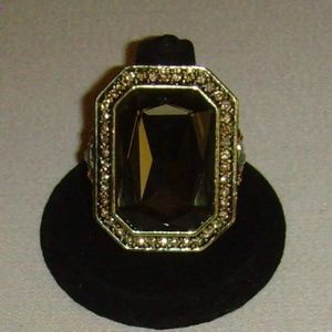Heidi Daus Deco Trilogy Ring - Smokey Colored Stone - Size 6